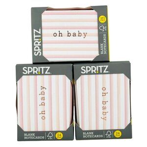 Spritz Blank Notecards Oh Baby Striped Design 3.5"x5.5" 24 Count Pastel 3-Pack